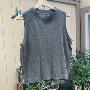 Pact Women’s Organic Cotton high neck sleeveless top Green Gray